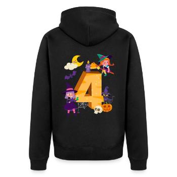 4. Geburtstag Hexe Besen 4 Jahre Alt Kind - Unisex Premium Bio Zip Hoodie - Schwarz - Hinten - Nico (187cm)