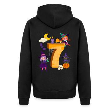 7. Geburtstag Hexe Besen 7 Jahre Alt Kind - Unisex Premium Bio Zip Hoodie - Schwarz - Hinten - Nico (187cm)