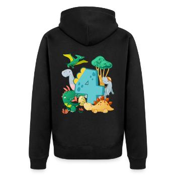 Herd of cute dinosaurs 4th birthday 4 - Unisex Premium Organic Zip Hoodie - black - Back - Nico (187cm)