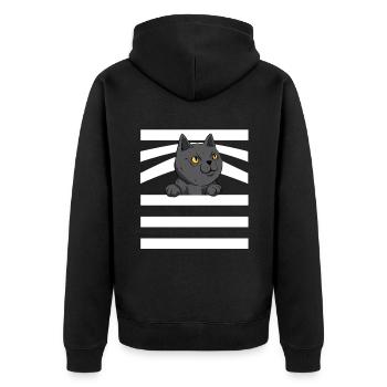Cute cat sneaks out pet owner - Unisex Premium Organic Zip Hoodie - black - Back - Nico (187cm)