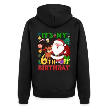 Es Ist Mein 6. Geburtstag Weihnachtsmann - Unisex Premium Bio Zip Hoodie - Schwarz - Hinten - Nico (187cm)