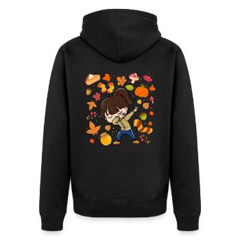 Dabbing Girl Fall Maple Pumpkin Fall Season - Unisex Premium Organic Zip Hoodie - black - Back - Nico (187cm)