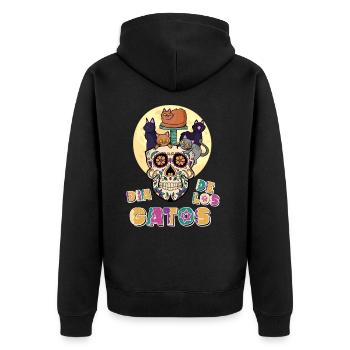 Dia De Los Gatos Cat Animal Rights Advocacy - Unisex Premium Organic Zip Hoodie - black - Back - Nico (187cm)