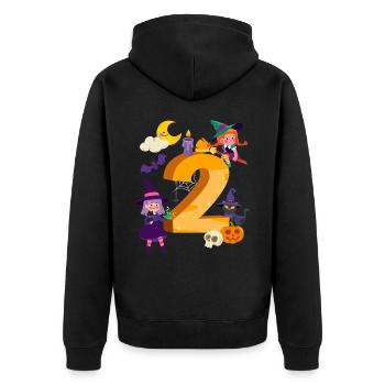 2nd Birthday Witch Broom 2 Years Old Child - Unisex Premium Organic Zip Hoodie - black - Back - Nico (187cm)