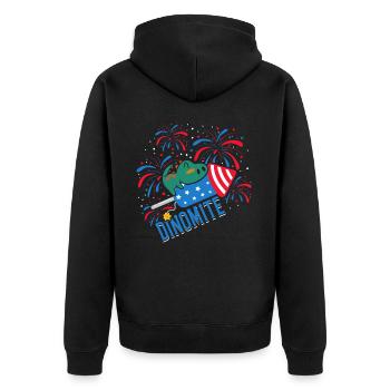 Dinomite Feux d’artifice 4 juillet Dinosaures - Veste à capuche bio Premium Unisexe - noir - Dos - Nico (187cm)