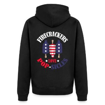 Feuerwerkskörper Liebe Eis 4. Juli - Unisex Premium Bio Zip Hoodie - Schwarz - Hinten - Nico (187cm)