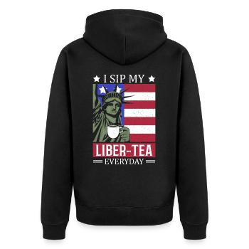 Ich Trinke Meinen Liber-tee Jeden Tag Am 4. Juli, - Unisex Premium Bio Zip Hoodie - Schwarz - Hinten - Nico (187cm)