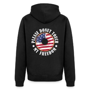 Please Donut Touch My Freedom 4 juillet Sweet Pastry - Veste à capuche bio Premium Unisexe - noir - Dos - Nico (187cm)