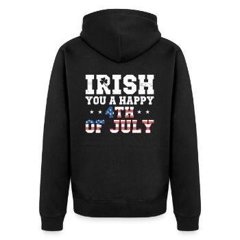 Irish You A Joyeux 4th Of July Green Clover - Veste à capuche bio Premium Unisexe - noir - Dos - Nico (187cm)
