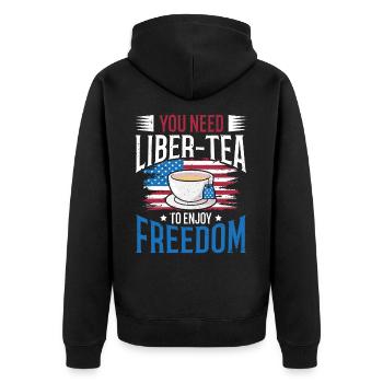 Sie Brauchen Liber-tee, Um Die Freiheit Des 4. - Unisex Premium Bio Zip Hoodie - Schwarz - Hinten - Nico (187cm)