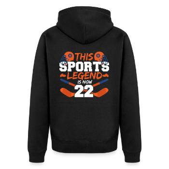 Cette légende du sport a maintenant 22 ans, le hockey joue 22. - Veste à capuche bio Premium Unisexe - noir - Dos - Nico (187cm)