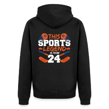 This sports legend is now 24, hockey game 24. - Unisex Premium Organic Zip Hoodie - black - Back - Nico (187cm)