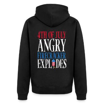 4. Juli Wütender Feuerwerkskörper Explodiert - Unisex Premium Bio Zip Hoodie - Schwarz - Hinten - Nico (187cm)