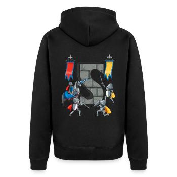 Mittelalterliche Ritter Mittelalter Geschichte - Unisex Premium Bio Zip Hoodie - Schwarz - Hinten - Nico (187cm)