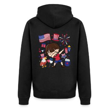 Dabbing Boy 4. Juli Unabhängigkeitstag - Unisex Premium Bio Zip Hoodie - Schwarz - Hinten - Nico (187cm)