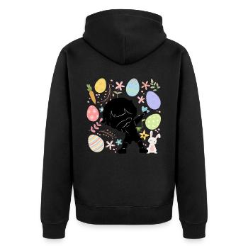 Silhouette Young Colorful Eggs Easter Costume Holiday - Unisex Premium Organic Zip Hoodie - black - Back - Nico (187cm)