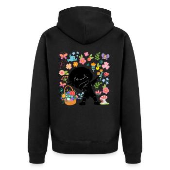 Silhouette Dabbing Boy Hippie Bouquet Frühling - Unisex Premium Bio Zip Hoodie - Schwarz - Hinten - Nico (187cm)