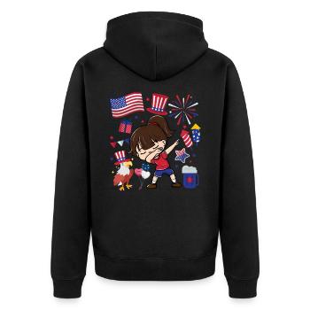 Dabbing Girl 4. Juli Unabhängigkeitstag - Unisex Premium Bio Zip Hoodie - Schwarz - Hinten - Nico (187cm)
