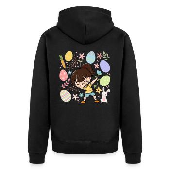 Dabbing Girl Colorful Eggs Easter Costume Holiday - Unisex Premium Organic Zip Hoodie - black - Back - Nico (187cm)