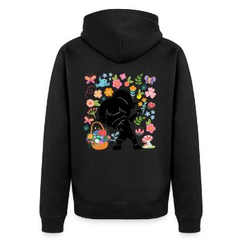 Silhouette Dabbing Girl Hippie Bouquet Spring - Veste à capuche bio Premium Unisexe - noir - Dos - Nico (187cm)