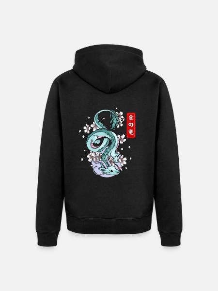 Japansk Earth Dragon Elemental Myth - Premium økologisk unisex-hættejakke - sort