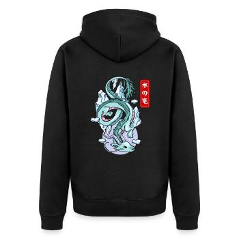 Japanischer Eisdrache Elementarer Mythos - Unisex Premium Bio Zip Hoodie - Schwarz - Hinten - Nico (187cm)
