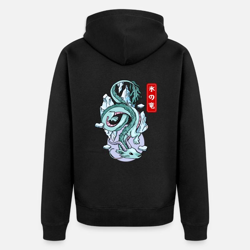 Japanischer Eisdrache Elementarer Mythos - Unisex Premium Bio Zip Hoodie - Schwarz