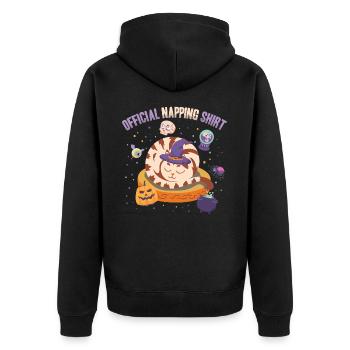 Official Napping Shirt Sleepy Holiday Cat - Unisex Premium Organic Zip Hoodie - black - Back - Nico (187cm)