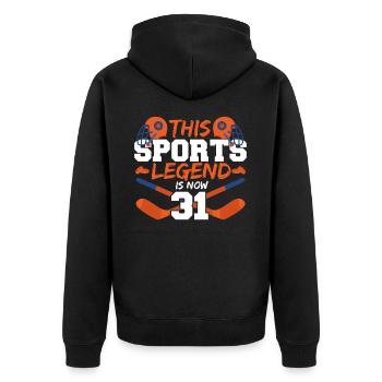 This sports legend is now 31, ice hockey game - Unisex Premium Organic Zip Hoodie - black - Back - Nico (187cm)