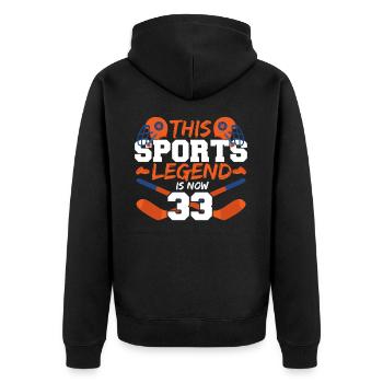 This sports legend is now 33, hockey game 33. - Unisex Premium Organic Zip Hoodie - black - Back - Nico (187cm)