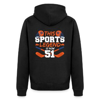 Diese Sport-legende Ist Jetzt 51, Eishockey-spiel - Unisex Premium Bio Zip Hoodie - Schwarz - Hinten - Nico (187cm)