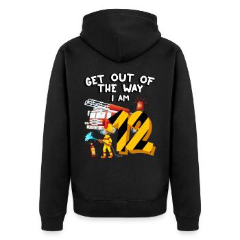 Fire Truck Fire Fighting I am 12 years old - Unisex Premium Organic Zip Hoodie - black - Back - Nico (187cm)