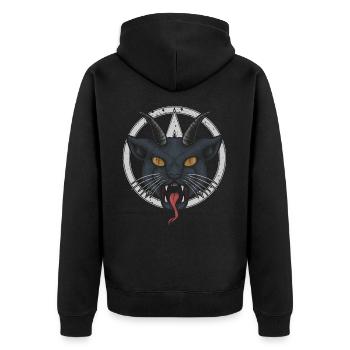 Chat à cornes démoniaque, effrayant - Veste à capuche bio Premium Unisexe - noir - Dos - Nico (187cm)
