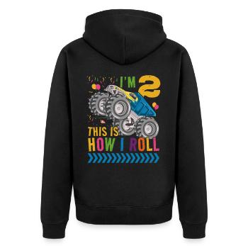 Ich Bin 2 Es Ist, Wie Ich Rollen | Monster Truck - Unisex Premium Bio Zip Hoodie - Schwarz - Hinten - Nico (187cm)