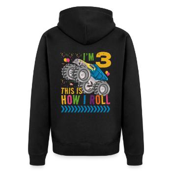 Ich Bin 3 Es Ist, Wie Ich Rollen | Monster Truck - Unisex Premium Bio Zip Hoodie - Schwarz - Hinten - Nico (187cm)