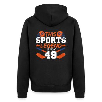 Diese Sportlegende Ist Jetzt 49, Eishockeyspiel - Unisex Premium Bio Zip Hoodie - Schwarz - Hinten - Nico (187cm)