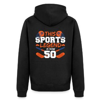 Diese Sportlegende Ist Jetzt 50, Eishockeyspiel - Unisex Premium Bio Zip Hoodie - Schwarz - Hinten - Nico (187cm)