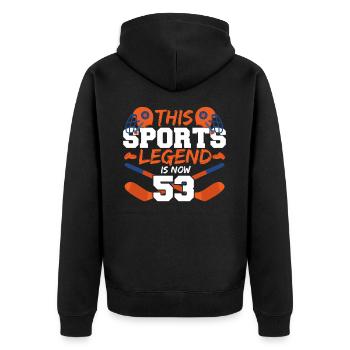 Cette légende du sport a maintenant 53 ans, match de hockey 53. - Veste à capuche bio Premium Unisexe - noir - Dos - Nico (187cm)