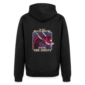 Ich Bin Nicht Procastinating Ich Bin Doing Side - Unisex Premium Bio Zip Hoodie - Schwarz - Hinten - Nico (187cm)