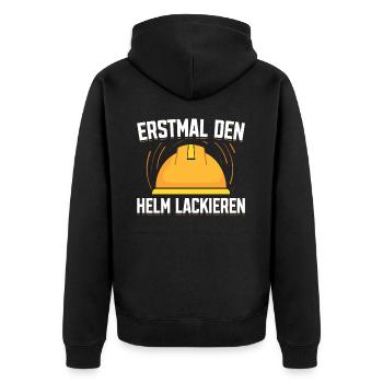 Erstmal Den Helm Lackieren Bauarbeiter Saufen Bier - Unisex Premium Bio Zip Hoodie - Schwarz - Hinten - Nico (187cm)