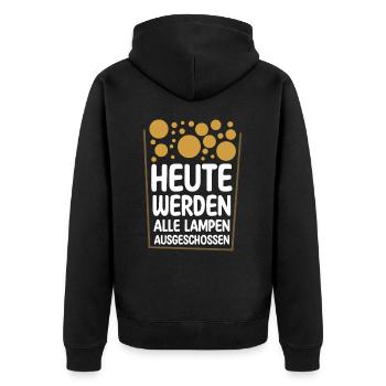 HEUTE WERDEN ALLE LAMPEN AUSGESCHOSSEN Bier - Unisex Premium Bio Zip Hoodie - Schwarz - Hinten - Nico (187cm)