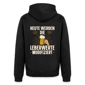 HEUTE WERDEN ALLE LAMPEN AUSGESCHOSSEN Bier - Unisex Premium Bio Zip Hoodie - Schwarz - Hinten - Nico (187cm)