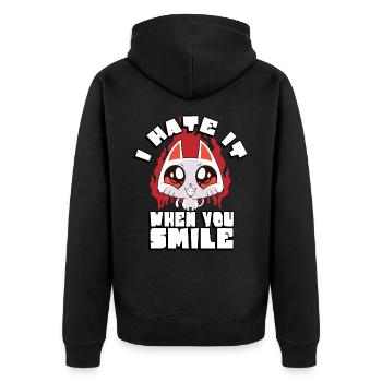 I hate it when you smile | - Unisex Premium Organic Zip Hoodie - black - Back - Nico (187cm)