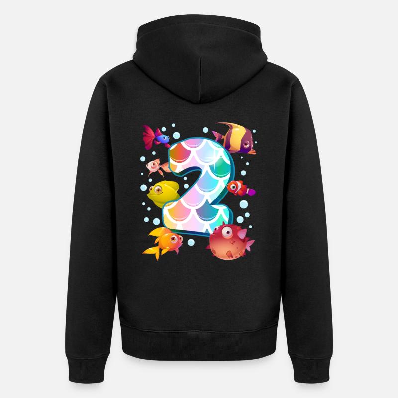 2e anniversaire | Rainbow Fish Anniversaire | - Veste à capuche bio Premium Unisexe - noir