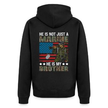 He's not just a Marine, he's my brother. - Unisex Premium Organic Zip Hoodie - black - Back - Nico (187cm)