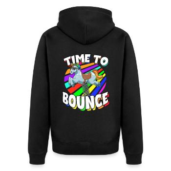 Time To Bounce für Männer und Frauen - Unisex Premium Bio Zip Hoodie - Schwarz - Hinten - Nico (187cm)