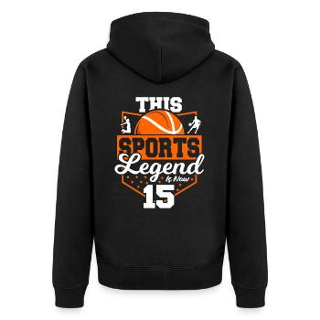Cette légende du sport a maintenant 15 ans, match de basket-ball - Veste à capuche bio Premium Unisexe - noir - Dos - Nico (187cm)