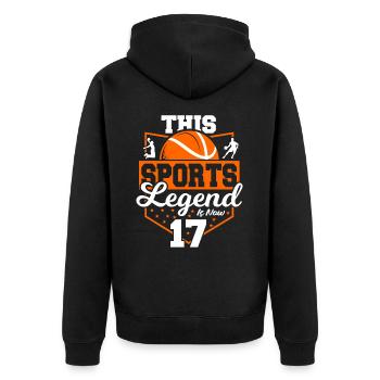 Diese Sportlegende Ist Jetzt 17, Basketballspiel - Unisex Premium Bio Zip Hoodie - Schwarz - Hinten - Nico (187cm)