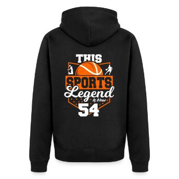 Diese Sportlegende Ist Jetzt 54, Basketballspiel - Unisex Premium Bio Zip Hoodie - Schwarz - Hinten - Nico (187cm)