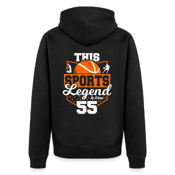 Diese Sportlegende Ist Jetzt 55, Basketballspiel - Unisex Premium Bio Zip Hoodie - Schwarz - Hinten - Nico (187cm)